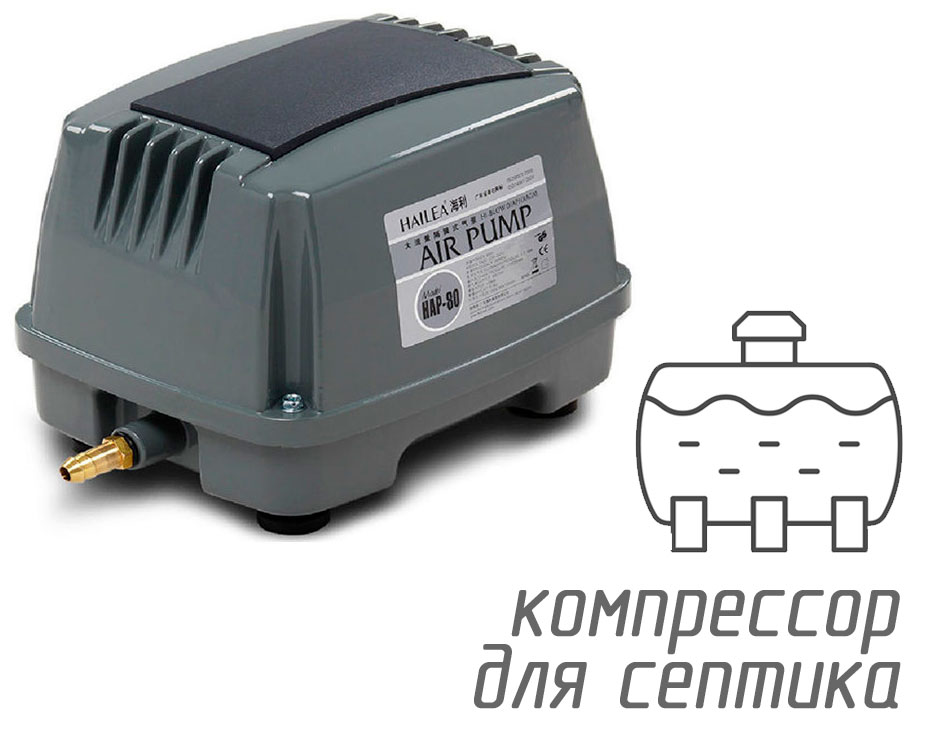 (Hailea HAP-80) Компрессор для септика, 80 л/мин