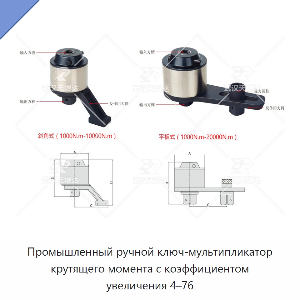 Промышленный ручной ключ-мультипликатор крутящего момента с коэффициентом увеличения 4–76