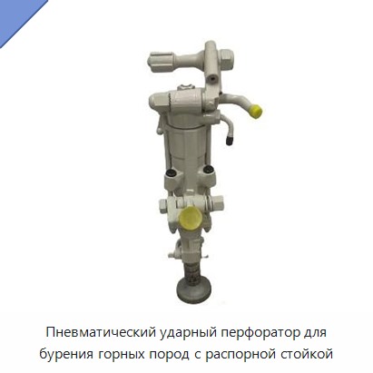 Пневматический ударный перфоратор для бурения горных пород с распорной стойкой