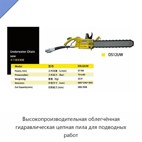 Высокопроизводительная облегчённая гидравлическая цепная пила для подводных работ
