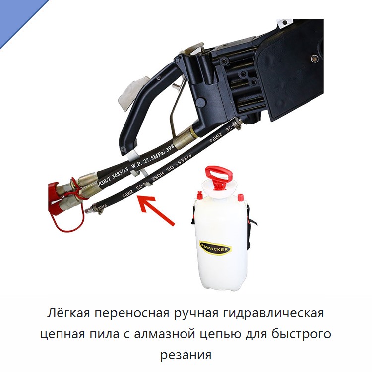 Лёгкая переносная ручная гидравлическая цепная пила с алмазной цепью для быстрого резания