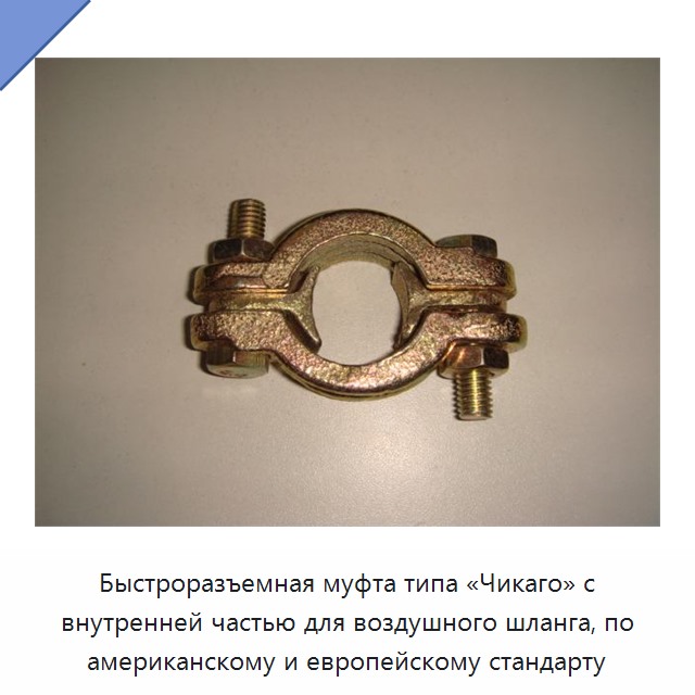 Быстроразъемная муфта типа «Чикаго» с внутренней частью для воздушного шланга, по американскому и европейскому стандарту