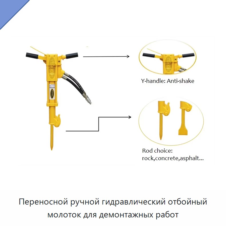 Переносной ручной гидравлический отбойный молоток для демонтажных работ