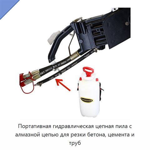 Портативная гидравлическая цепная пила с алмазной цепью для резки бетона, цемента и труб