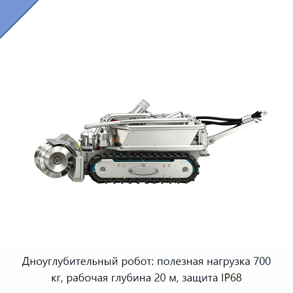 Дноуглубительный робот: полезная нагрузка 700 кг, рабочая глубина 20 м, защита IP68