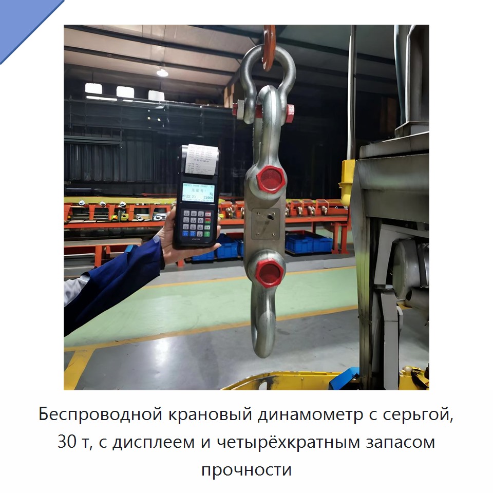 Беспроводной крановый динамометр с серьгой, 30 т, с дисплеем и четырёхкратным запасом прочности
