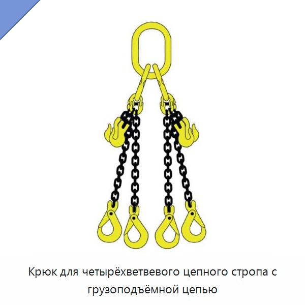 Крюк для четырёхветвевого цепного стропа с грузоподъёмной цепью