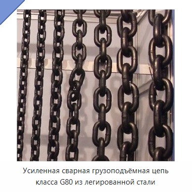 Усиленная сварная грузоподъёмная цепь класса G80 из легированной стали