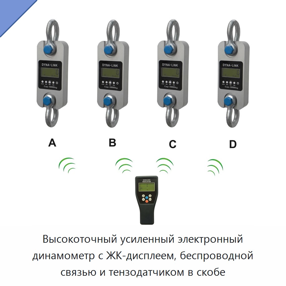Высокоточный усиленный электронный динамометр с ЖК-дисплеем, беспроводной связью и тензодатчиком в скобе