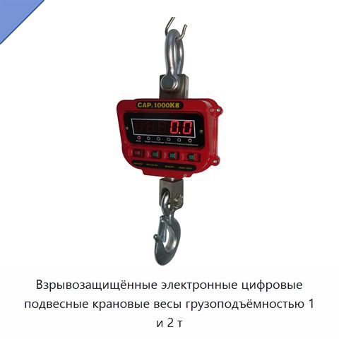 Взрывозащищённые электронные цифровые подвесные крановые весы грузоподъёмностью 1 и 2 т