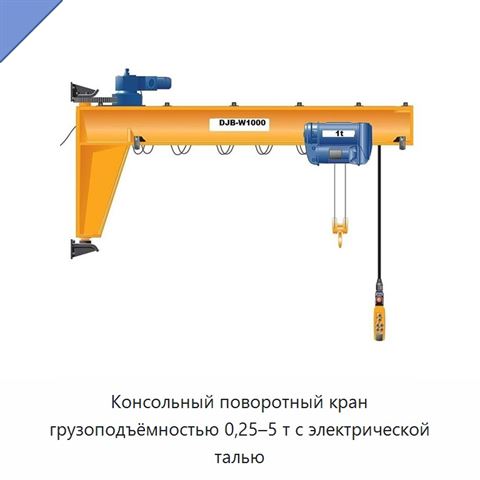 Консольный поворотный кран грузоподъёмностью 0,25–5 т с электрической талью