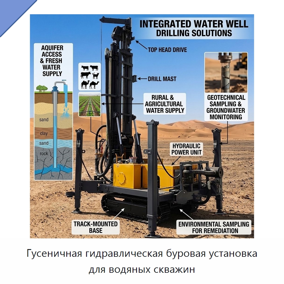 Гусеничная гидравлическая буровая установка для водяных скважин — Горнодобывающее оборудование