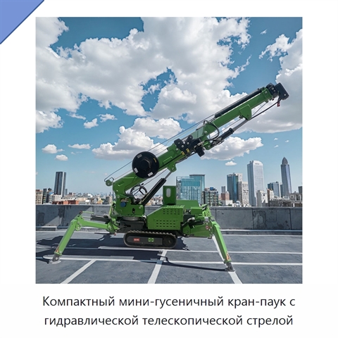Компактный мини-гусеничный кран-паук с гидравлической телескопической стрелой