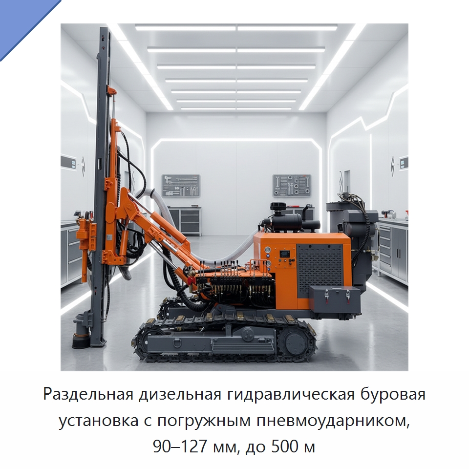 Раздельная дизельная гидравлическая буровая установка с погружным пневмоударником, 90–127 мм, до 500 м — Горнодобывающее оборудование
