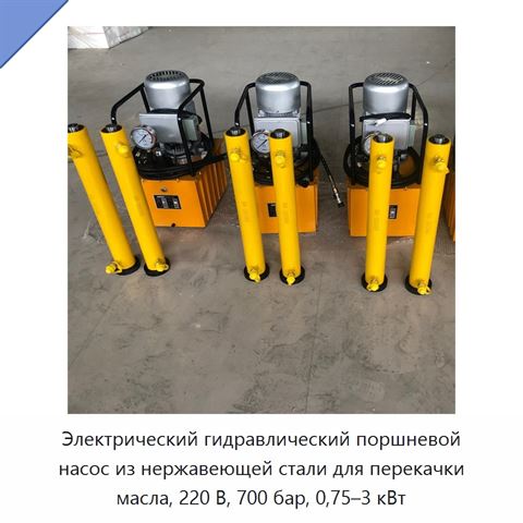 Электрический гидравлический поршневой насос из нержавеющей стали для перекачки масла, 220 В, 700 бар, 0,75–3 кВт