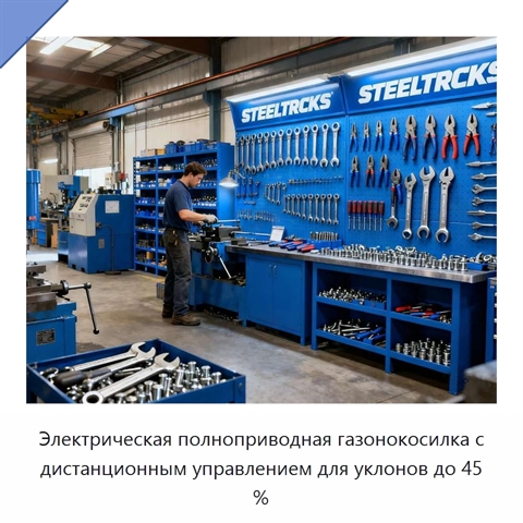 Электрическая полноприводная газонокосилка с дистанционным управлением для уклонов до 45 %