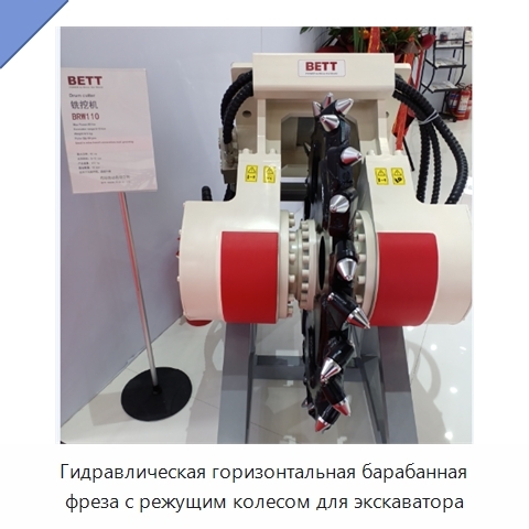 Гидравлическая горизонтальная барабанная фреза с режущим колесом для экскаватора
