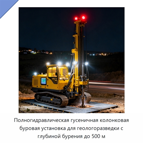 Полногидравлическая гусеничная колонковая буровая установка для геологоразведки с глубиной бурения до 500 м