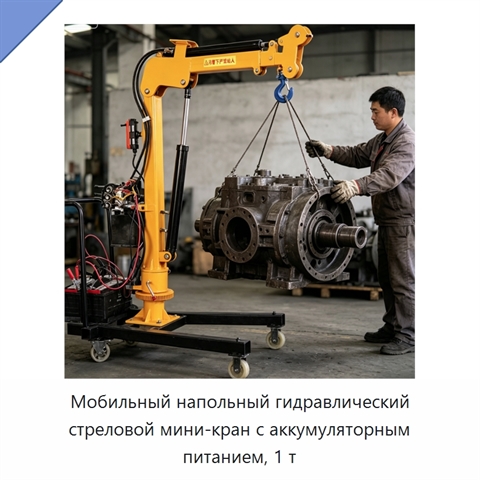 Мобильный напольный гидравлический стреловой мини-кран с аккумуляторным питанием, 1 т