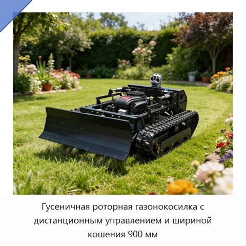 Гусеничная роторная газонокосилка с дистанционным управлением и шириной кошения 900 мм