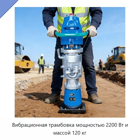 Вибрационная трамбовка мощностью 2200 Вт и массой 120 кг