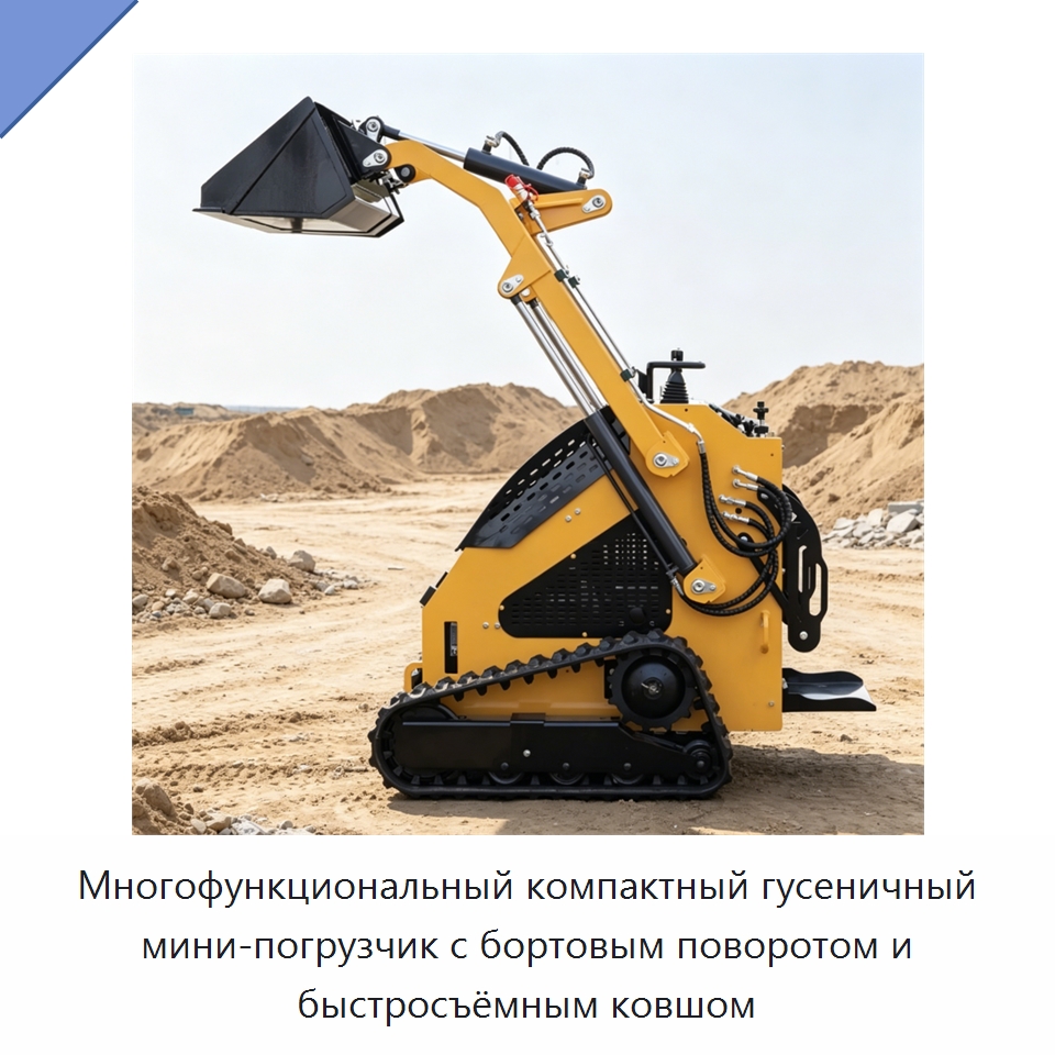 Многофункциональный компактный гусеничный мини-погрузчик с бортовым поворотом и быстросъёмным ковшом — Землеройная техника