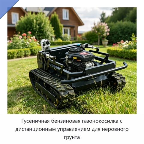 Гусеничная бензиновая газонокосилка с дистанционным управлением для неровного грунта