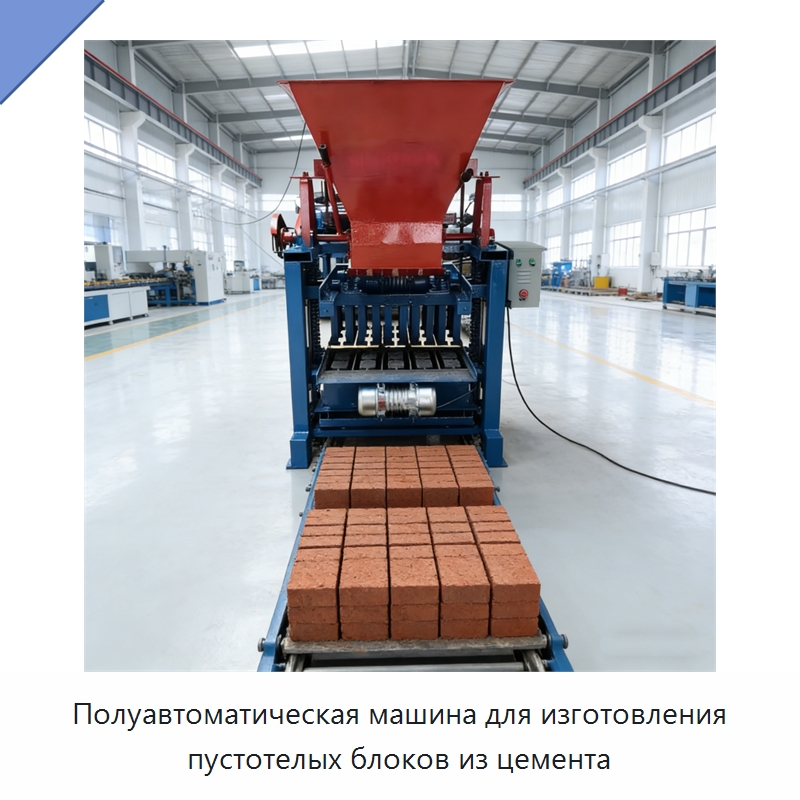 Полуавтоматическая машина для изготовления пустотелых блоков из цемента — Оборудование для производства кирпича