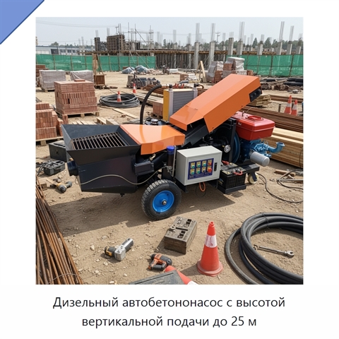 Дизельный автобетононасос с высотой вертикальной подачи до 25 м
