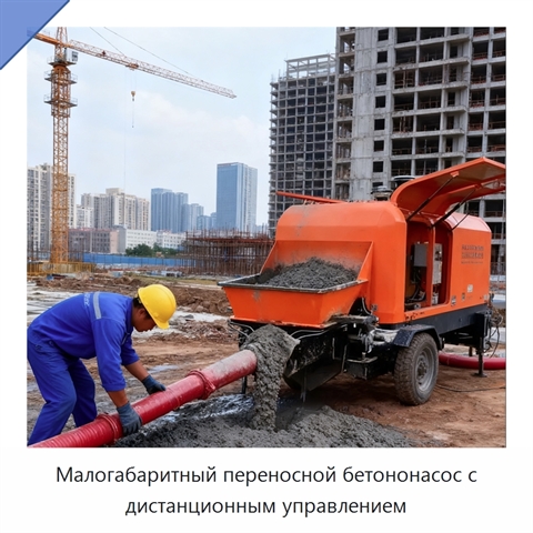 Малогабаритный переносной бетононасос с дистанционным управлением