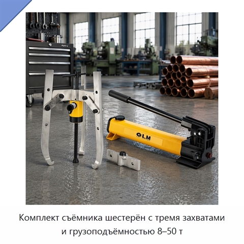 Комплект съёмника шестерён с тремя захватами и грузоподъёмностью 8–50 т
