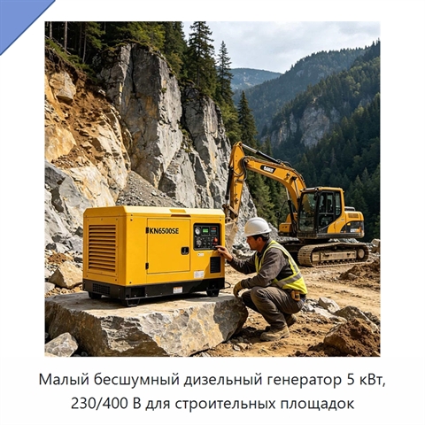 Малый бесшумный дизельный генератор 5 кВт, 230/400 В для строительных площадок