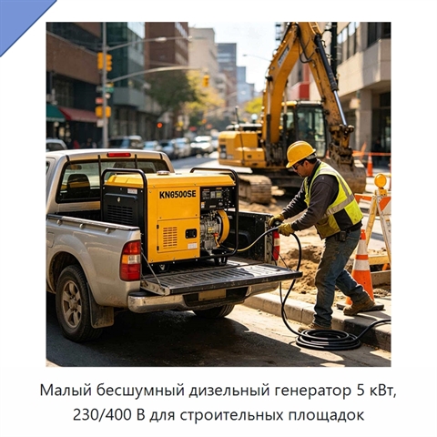 Малый бесшумный дизельный генератор 5 кВт, 230/400 В для строительных площадок
