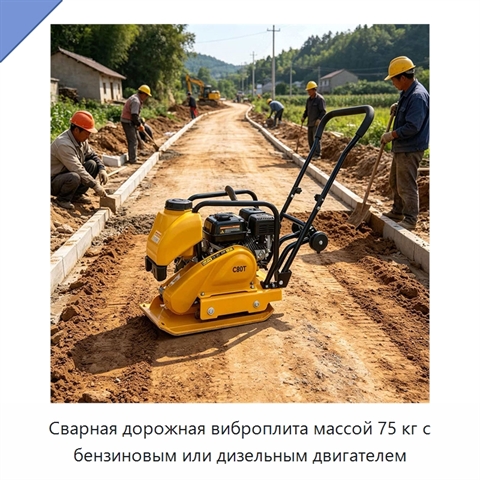 Сварная дорожная виброплита массой 75 кг с бензиновым или дизельным двигателем