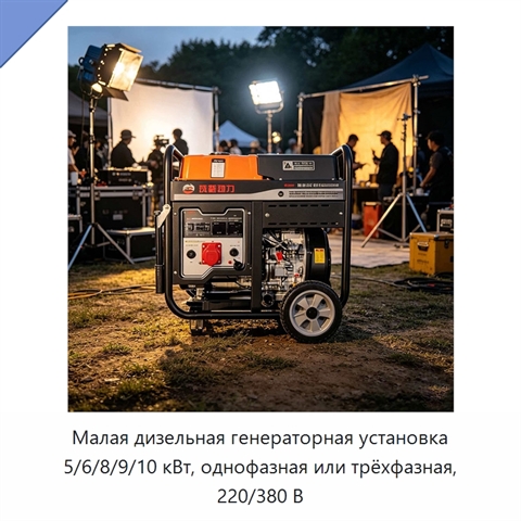 Малая дизельная генераторная установка 5/6/8/9/10 кВт, однофазная или трёхфазная, 220/380 В