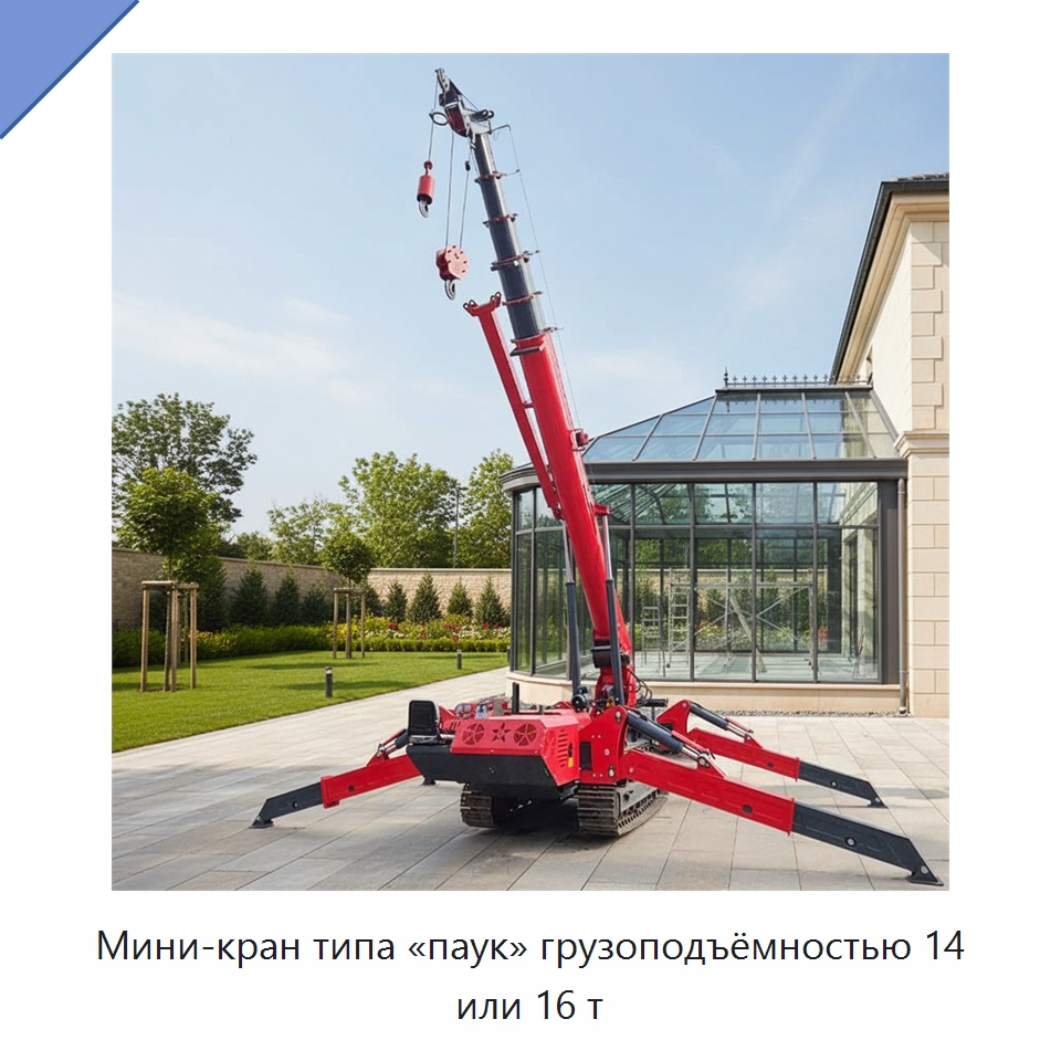 Мини-кран типа «паук» грузоподъёмностью 14 или 16 т — Краны