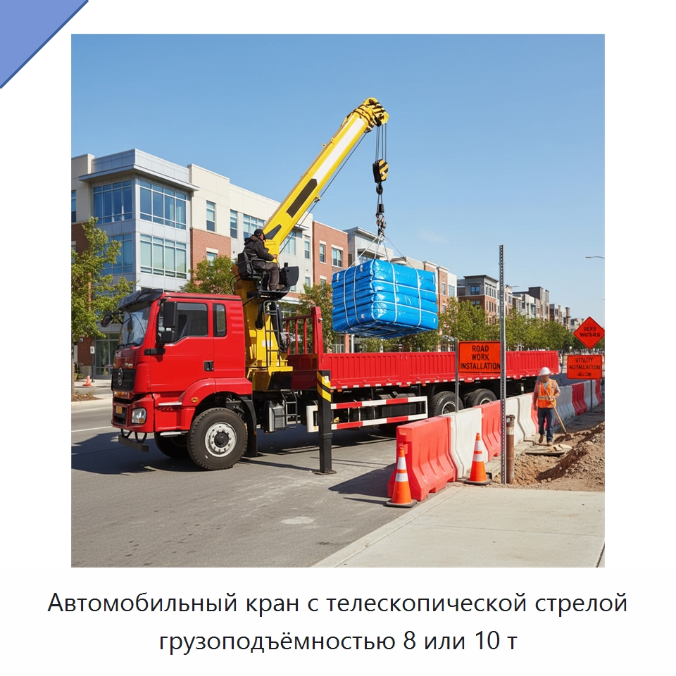 Автомобильный кран с телескопической стрелой грузоподъёмностью 8 или 10 т — Краны