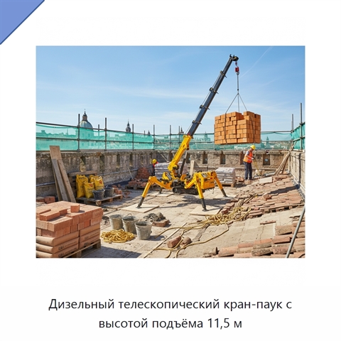 Дизельный телескопический кран-паук с высотой подъёма 11,5 м