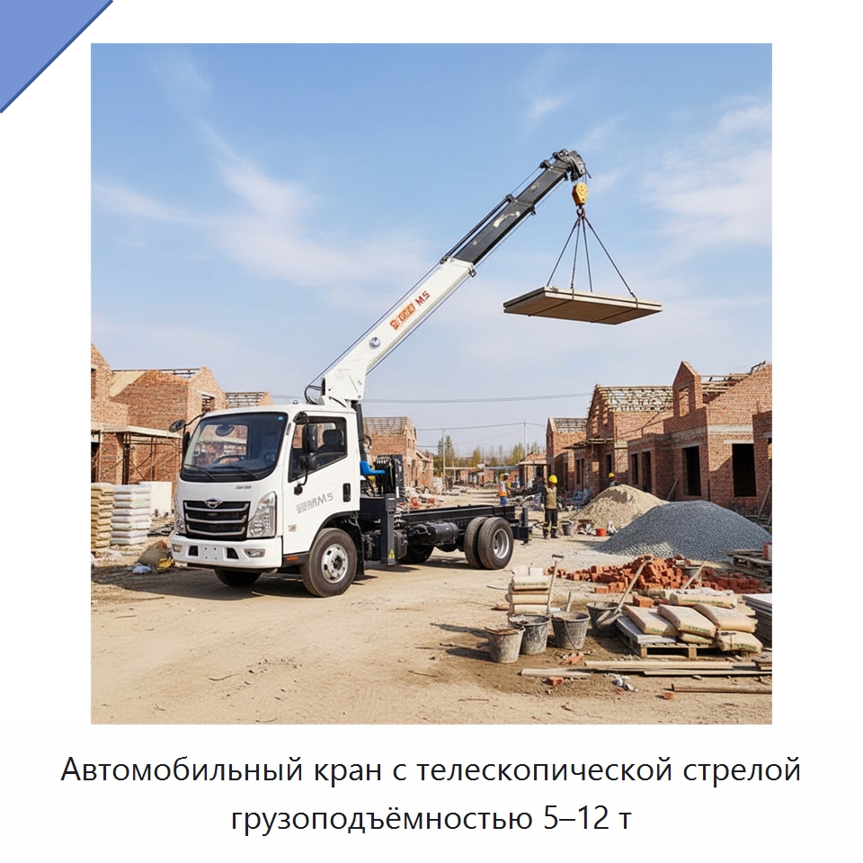 Автомобильный кран с телескопической стрелой грузоподъёмностью 5–12 т — Краны