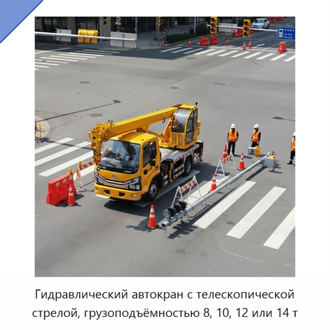 Гидравлический автокран с телескопической стрелой, грузоподъёмностью 8, 10, 12 или 14 т