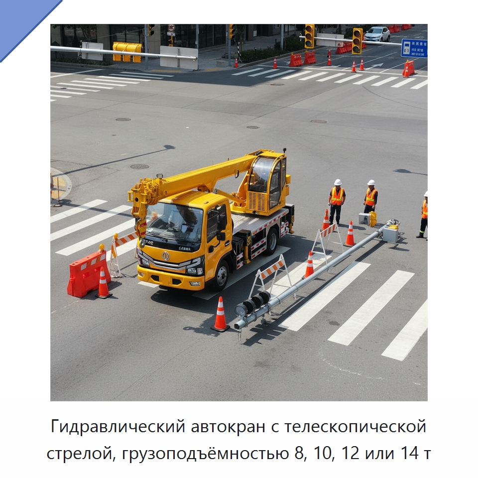 Гидравлический автокран с телескопической стрелой, грузоподъёмностью 8, 10, 12 или 14 т — Краны
