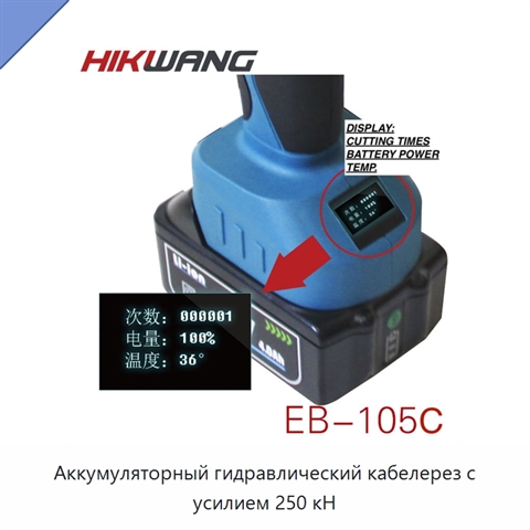 Аккумуляторный гидравлический кабелерез с усилием 250 кН