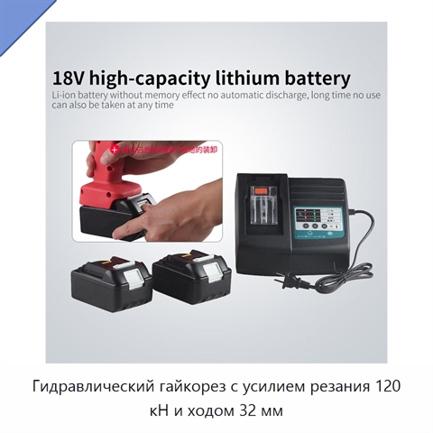 Гидравлический гайкорез с усилием резания 120 кН и ходом 32 мм