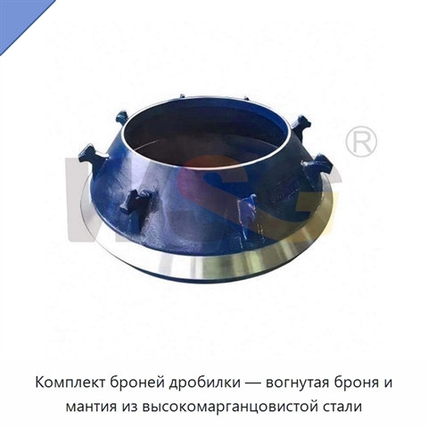 Комплект броней дробилки — вогнутая броня и мантия из высокомарганцовистой стали