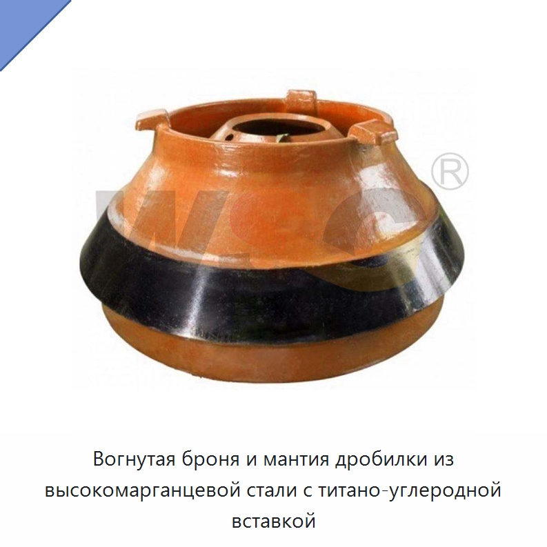 Вогнутая броня и мантия дробилки из высокомарганцевой стали с титано-углеродной вставкой — Горнодобывающее оборудование