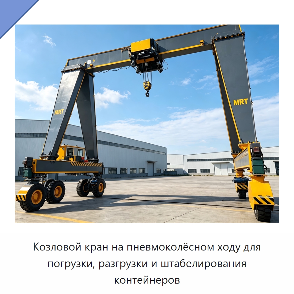 Козловой кран на пневмоколёсном ходу для погрузки, разгрузки и штабелирования контейнеров — Краны