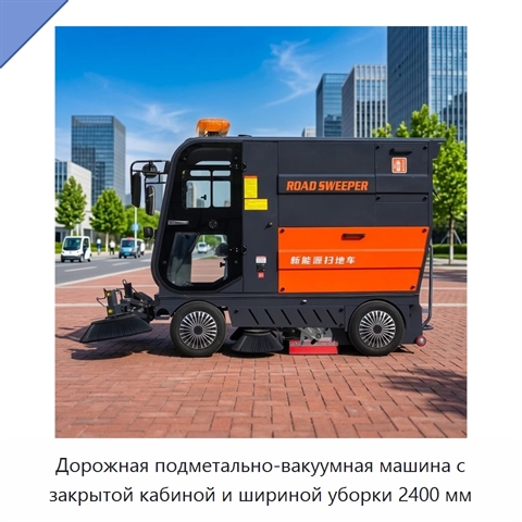 Дорожная подметально-вакуумная машина с закрытой кабиной и шириной уборки 2400 мм