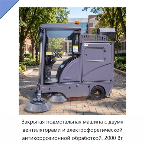 Закрытая подметальная машина с двумя вентиляторами и электрофоретической антикоррозионной обработкой, 2000 Вт