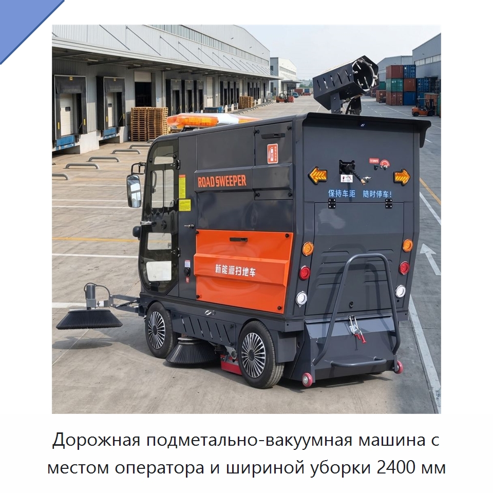 Дорожная подметально-вакуумная машина с местом оператора и шириной уборки 2400 мм — Подметальные машины
