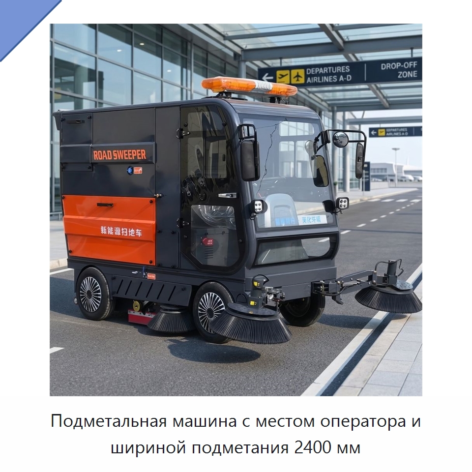 Подметальная машина с местом оператора и шириной подметания 2400 мм — Подметальные машины